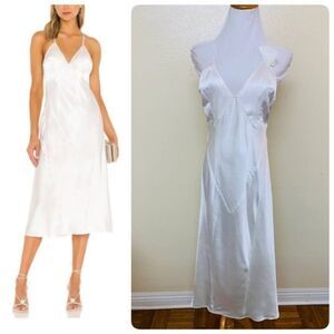 HAH Revolve Give A Midi Slip Sheen Satin Dress Medium Blanc White $198